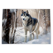 Siberische Husky liet het sneeuwKerstmis Groot Cadeauzakje (Voorkant)