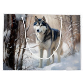 Siberische Husky liet het sneeuwKerstmis Groot Cadeauzakje (Achterkant)