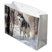 Siberische Husky liet het sneeuwKerstmis Groot Cadeauzakje (Achterkant Gekanteld)