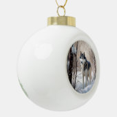 Siberische Husky liet het sneeuwKerstmis Keramische Bal Ornament (Links)
