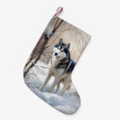 Siberische Husky liet het sneeuwKerstmis Kleine Kerstsok (Voorkant (Hangend))