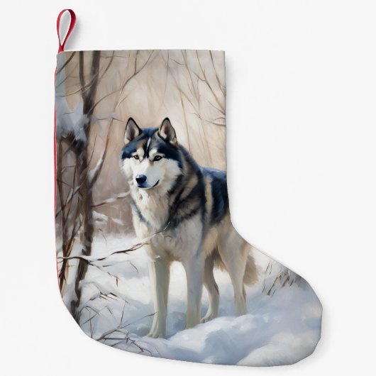 Siberische Husky liet het sneeuwKerstmis Kleine Kerstsok (Voorkant)