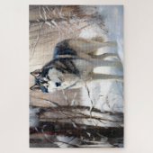 Siberische Husky liet het sneeuwKerstmis Legpuzzel (Verticaal)