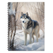 Siberische Husky liet het sneeuwKerstmis Notitieboek (Voorkant)