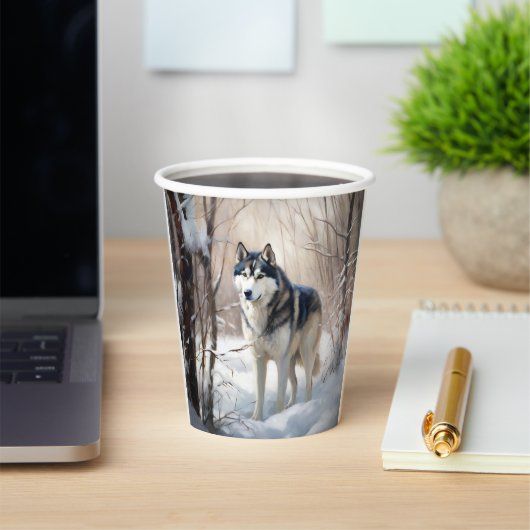 Siberische Husky liet het sneeuwKerstmis Papieren Bekers (Insitu)