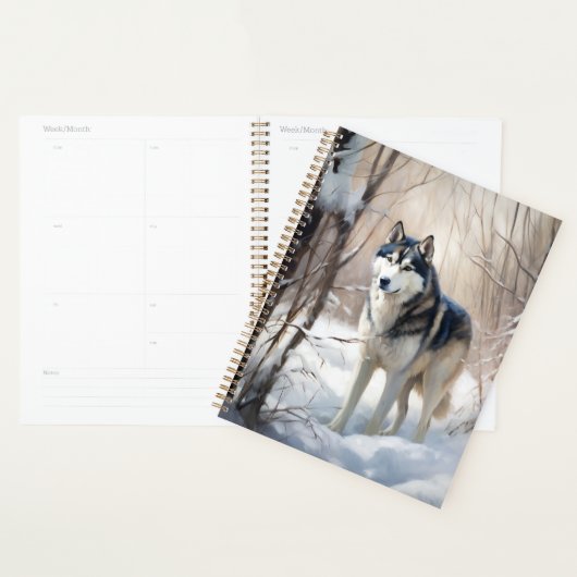 Siberische Husky liet het sneeuwKerstmis Planner (Display)
