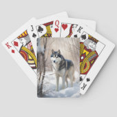 Siberische Husky liet het sneeuwKerstmis Pokerkaarten (Achterkant)