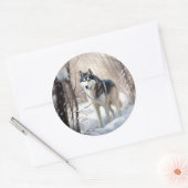 Siberische Husky liet het sneeuwKerstmis Ronde Sticker (Envelop)