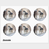 Siberische Husky liet het sneeuwKerstmis Ronde Sticker (Vel)
