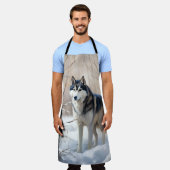 Siberische Husky liet het sneeuwKerstmis Schort (Gedragen)