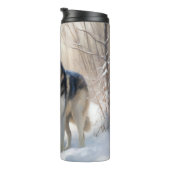 Siberische Husky liet het sneeuwKerstmis Thermosbeker (Geroteerd rechts)