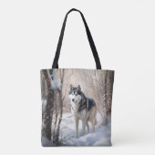 Siberische Husky liet het sneeuwKerstmis Tote Bag (Achterkant)