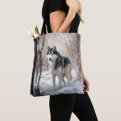 Siberische Husky liet het sneeuwKerstmis Tote Bag (Dichtbij)