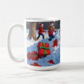 Siberische Husky loopt in de sneeuw met kerst Pet Koffiemok (Links)