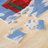 Siberische Husky loopt in de sneeuw met kerst Pet Legpuzzel (Zijkant)