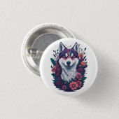 Siberische Husky Mannen Ronde Button 3,2 Cm (Voorkant /achterkant)