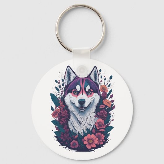 Siberische Husky Mannen Sleutelhanger (Voorkant)
