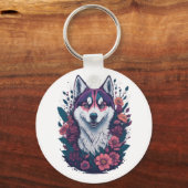 Siberische Husky Mannen Sleutelhanger (Voorkant)