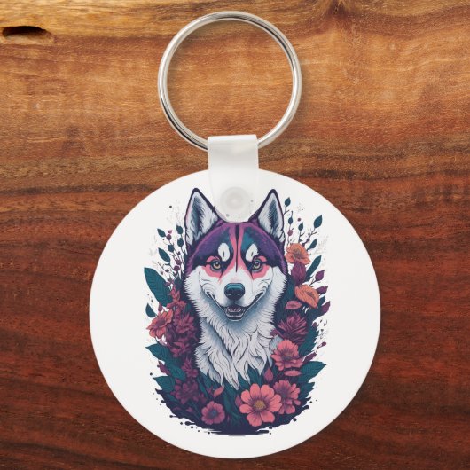 Siberische Husky Mannen Sleutelhanger (Voorkant)