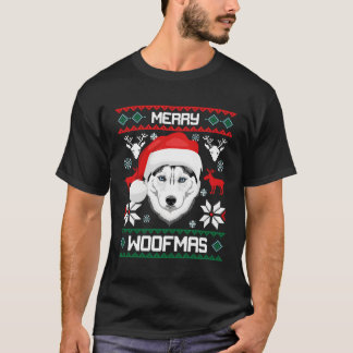 Siberische Husky Merry Woofmas voor T-shirt
