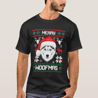 Siberische Husky Merry Woofmas voor T-shirt