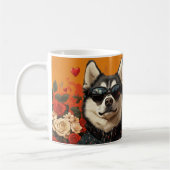 Siberische Husky met Hart Rozen Valentijnsdag Koffiemok (Links)