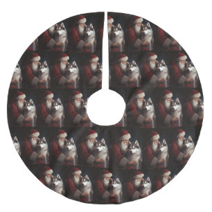 Siberische Husky met Kerstman Festive Kerstmis Kerstboom Rok