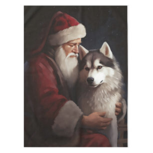 Siberische Husky met Kerstman Festive Kerstmis Tafelkleed