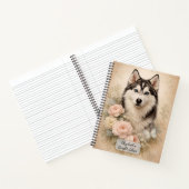 Siberische Husky met Rozen Notitieboek (Binnen)