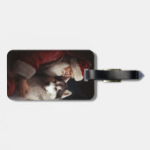 Siberische Husky Met Sinterklaas Feestelijke Kerst Bagagelabel (Achterkant horizontaal)