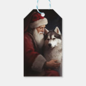 Siberische Husky Met Sinterklaas Feestelijke Kerst Cadeaulabel (Achterkant)