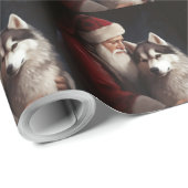 Siberische Husky Met Sinterklaas Feestelijke Kerst Cadeaupapier (Rol Hoek)