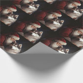 Siberische Husky Met Sinterklaas Feestelijke Kerst Cadeaupapier (Hoek)