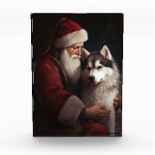 Siberische Husky Met Sinterklaas Feestelijke Kerst Fotoblokken (Voorkant)