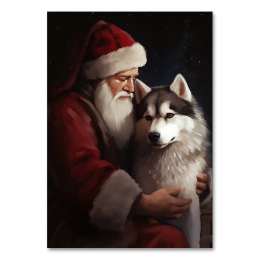 Siberische Husky Met Sinterklaas Feestelijke Kerst Kaart (Voorkant)