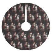 Siberische Husky Met Sinterklaas Feestelijke Kerst Kerstboom Rok (Voorkant)