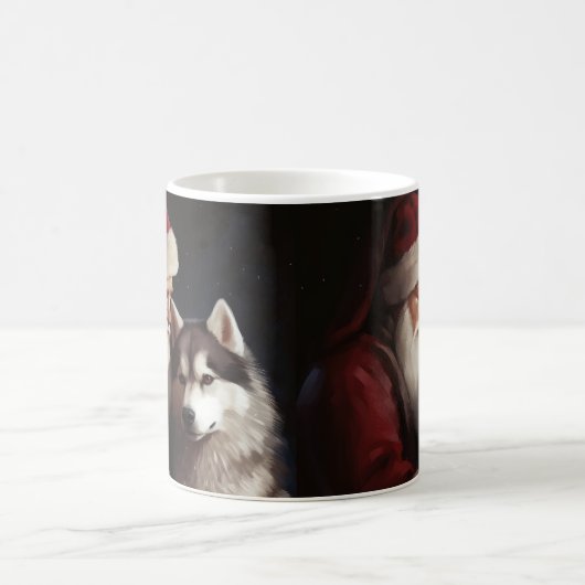 Siberische Husky Met Sinterklaas Feestelijke Kerst Koffiemok (Center)