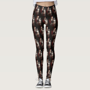 Siberische Husky Met Sinterklaas Feestelijke Kerst Leggings