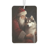 Siberische Husky Met Sinterklaas Feestelijke Kerst Luchtverfrisser (Achterkant)