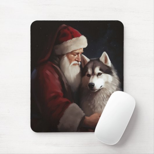 Siberische Husky Met Sinterklaas Feestelijke Kerst Muismat (Met muis)