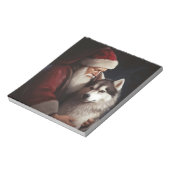 Siberische Husky Met Sinterklaas Feestelijke Kerst Notitieblok (Linkerzijde)