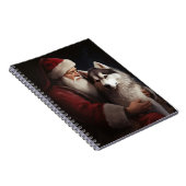 Siberische Husky Met Sinterklaas Feestelijke Kerst Notitieboek (Rechterzijde)