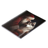 Siberische Husky Met Sinterklaas Feestelijke Kerst Notitieboek (Linkerzijde)