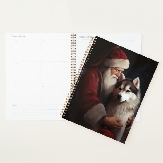 Siberische Husky Met Sinterklaas Feestelijke Kerst Planner (Display)
