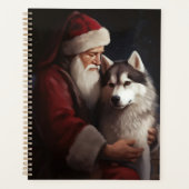 Siberische Husky Met Sinterklaas Feestelijke Kerst Planner (Voorkant)