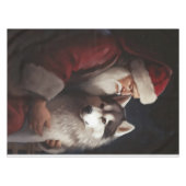 Siberische Husky Met Sinterklaas Feestelijke Kerst Tafelkleed (Voorkant (Horizontaal))