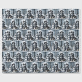 Siberische Husky met sneeuwpop Cadeaupapier (Vlak)