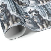 Siberische Husky met sneeuwpop Cadeaupapier (Rol Hoek)