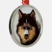 Siberische Husky Metalen Ornament (Rechts)