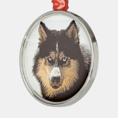 Siberische Husky Metalen Ornament (Links)